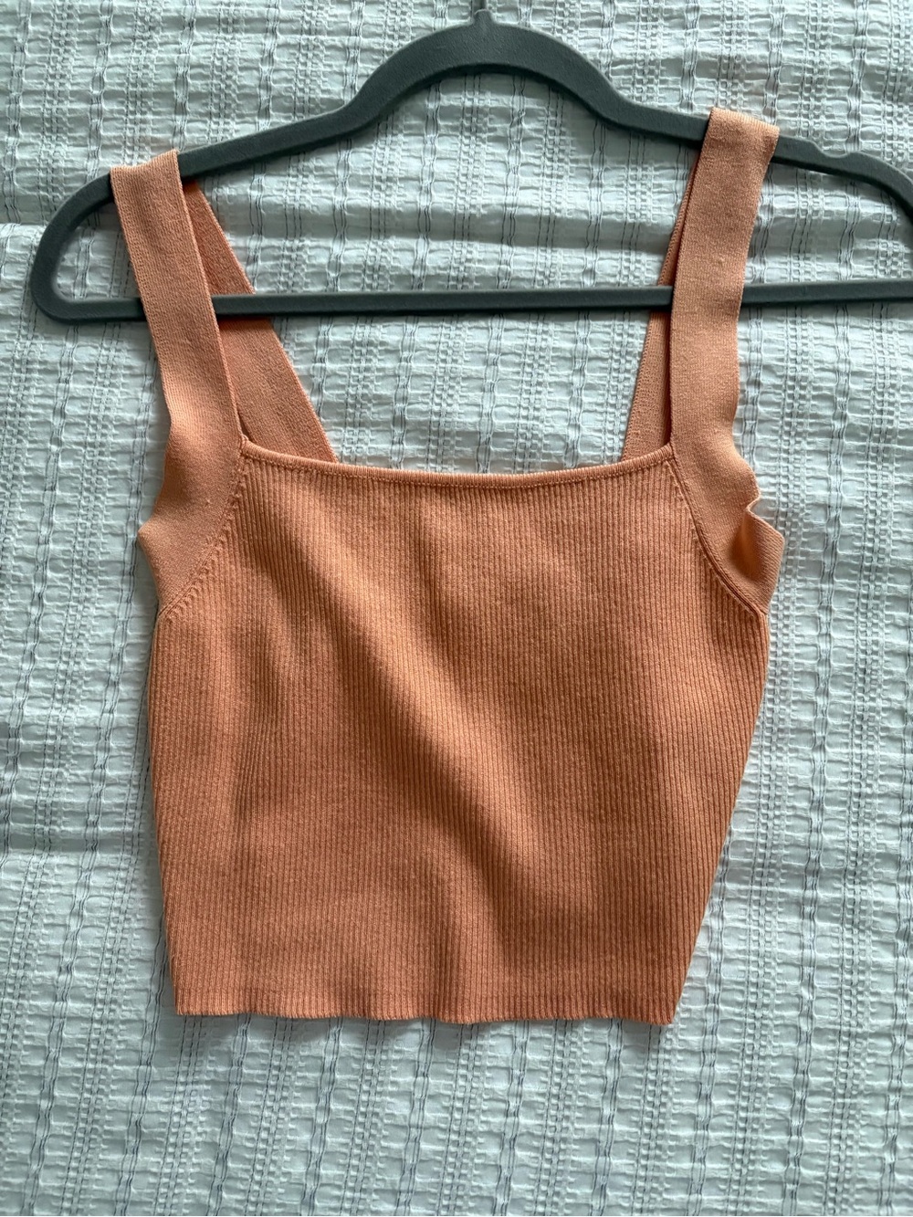 Zara Peach Ribbed Crop Tank - Picture 2 of 4
